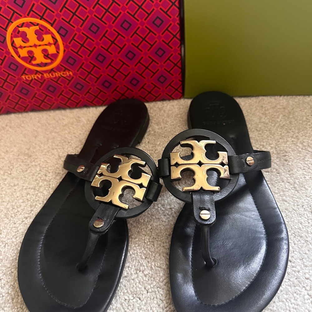 Tory Burch Miller Black Leather Sandals